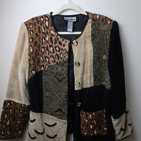 Indigo Moon Animal Print Tapestry Jacket | Mixed Print Statement Coat | Size L - Picture 2 of 7